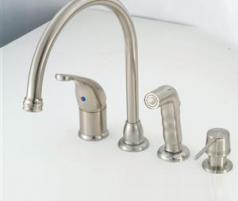 Brushed Nickel Deck Mount Kitchen Faucet W Spray Misha S Mobile